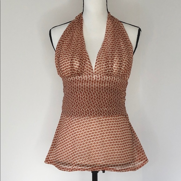 Scarlett Tops - Scarlett Vintage Style Halter, Burnt Orange, M